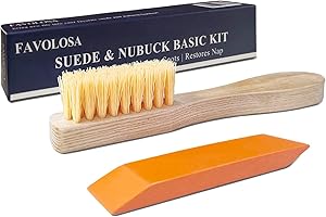 favolosa Portable Dry Suede Kit - Sneaker Cleaner & Shoe Care for Light-Colored Nubuck & Suede Shoes, Gently Removes Marks, Spots, & Scuffs - 1 Cleaning Brush & 1 Eraser