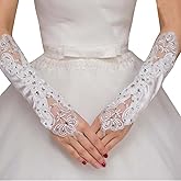 Specell Gothic Long Lace Fingerless Gloves Women's Fingerless Lace Sequins Glove For Wedding Prom Tea Party Glove Accessories