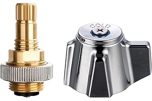 sepaitek Hand Wash Sink Faucet Handle Kit, Commercial Faucets Parts Replacement Handle, Blue Cold Metal Knob Handle with Brass Stem