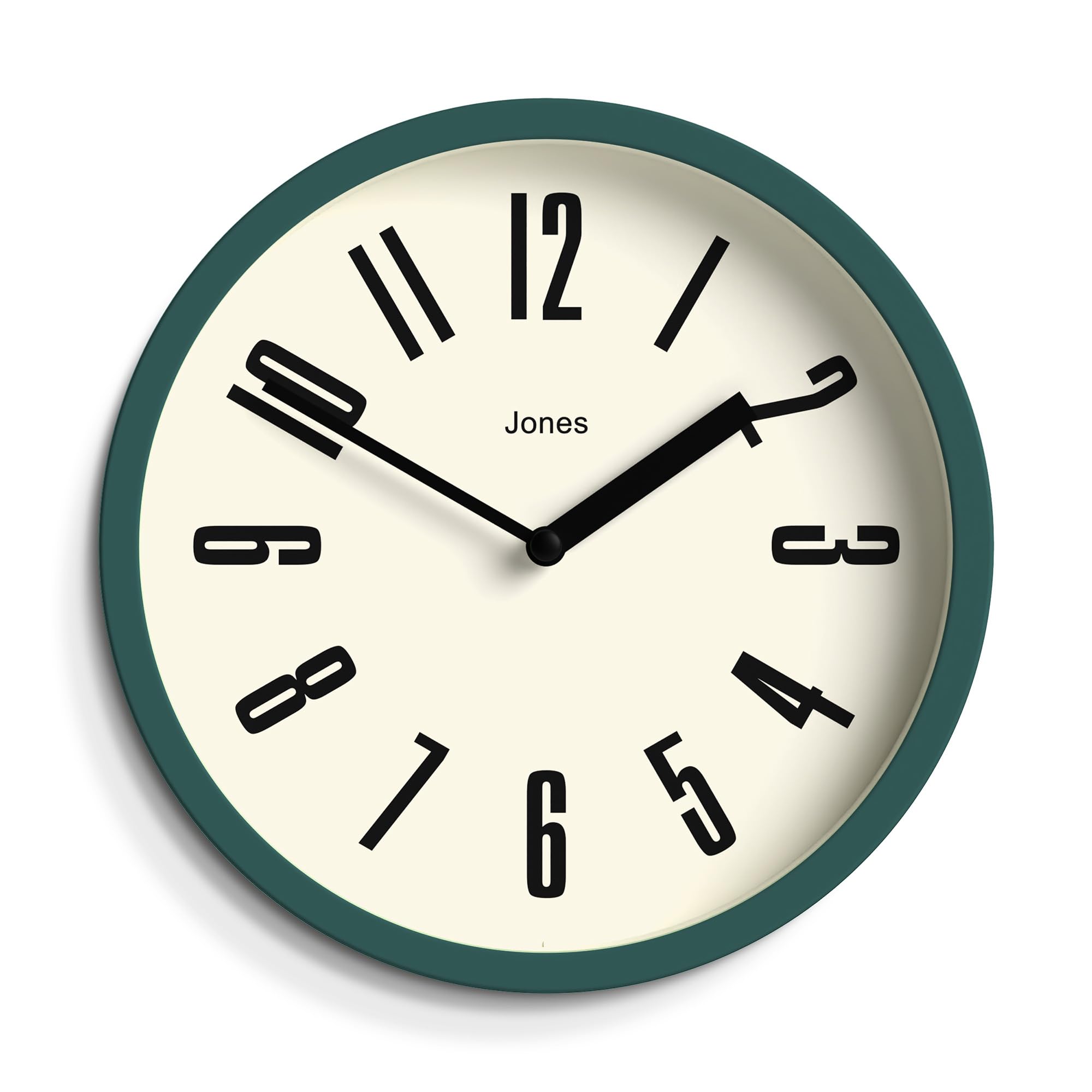 Jones Clocks® Hot Tub wall clock | Small retro round clock | 20cm | Dark green | Easy to read numbers | Ideal for kitchen, office, children’s room or any small space