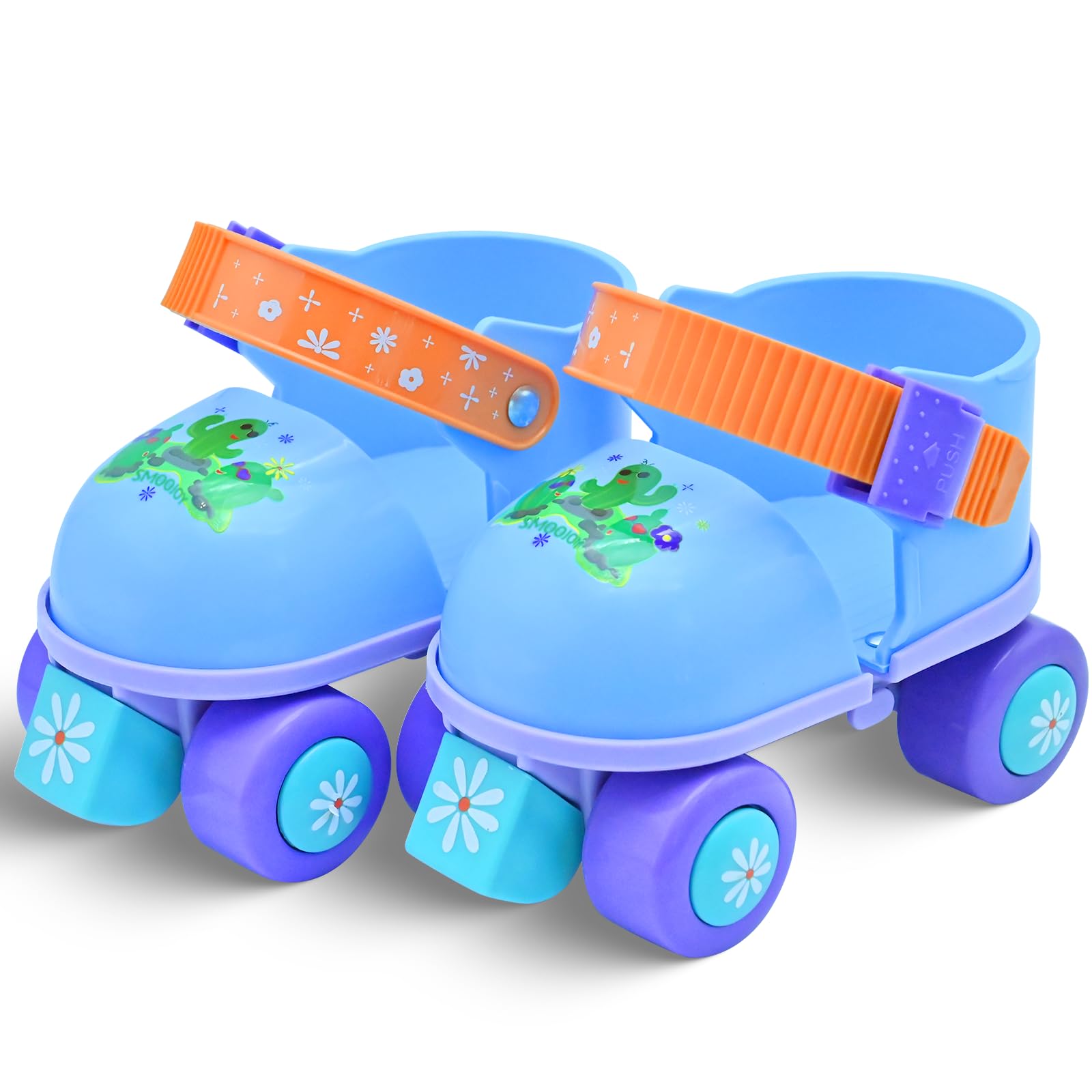 Photo 1 of SMOOJOY Toddler Roller Skates for Kids Girls Boys Ages 3-5 Adjustable Quad Skate Shoes for Beginners Blue Rollerskates patines para niños