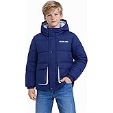 HILEELANG Kids Big Boys Winter Puffer Jacket with Hood, Warm Padded Water-Resistant Coat 6-13 Years