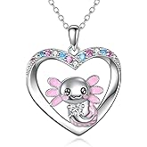 YONFQE Axolotl Necklace Sterling Silver Axolotl Pendant Cute Animal Jewelry Gifts for Women