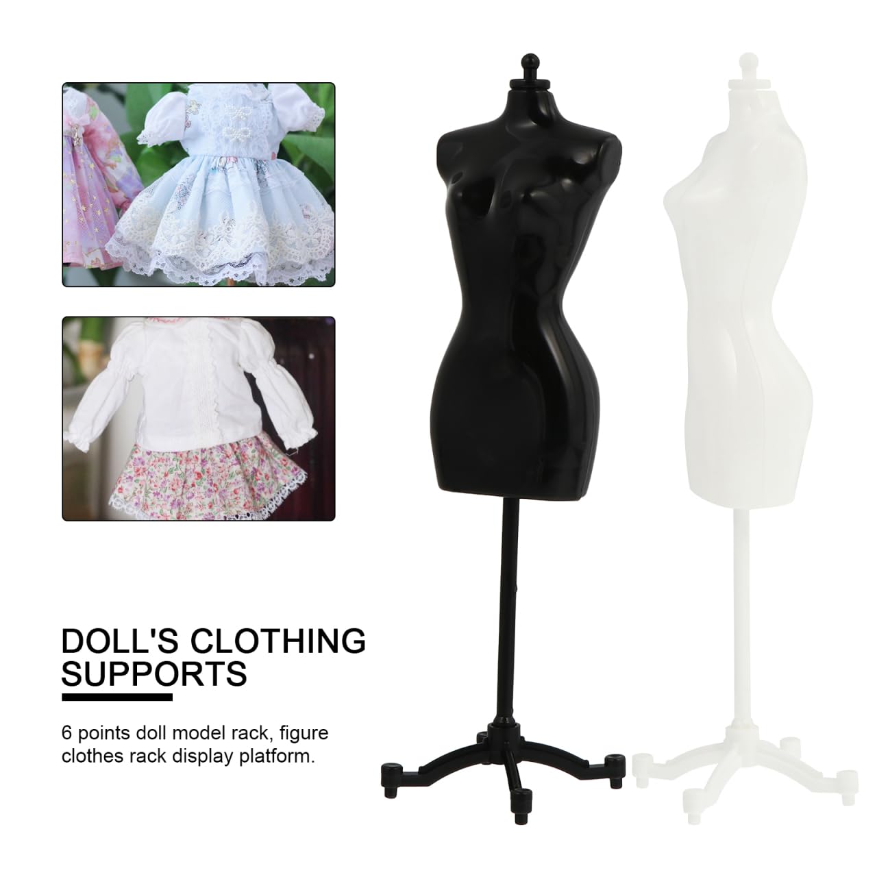 ARTIBETTER 6pcs Dress Form Mannequin: 8.7in Mini Doll Gown Stand Display Support for Doll Dress Clothing Dollhouse Decoration