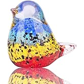 QFkris 3.5" Blown Glass Bird Figurine Handmade Art Glass Crystal Paper Weight Christmas Birthday Gift Home Table Ornament Decor (N003)
