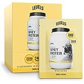 Levels Grass Fed Whey Protein Powder, No Artificials, 24G of Protein, Vanilla Bean, 12 Count