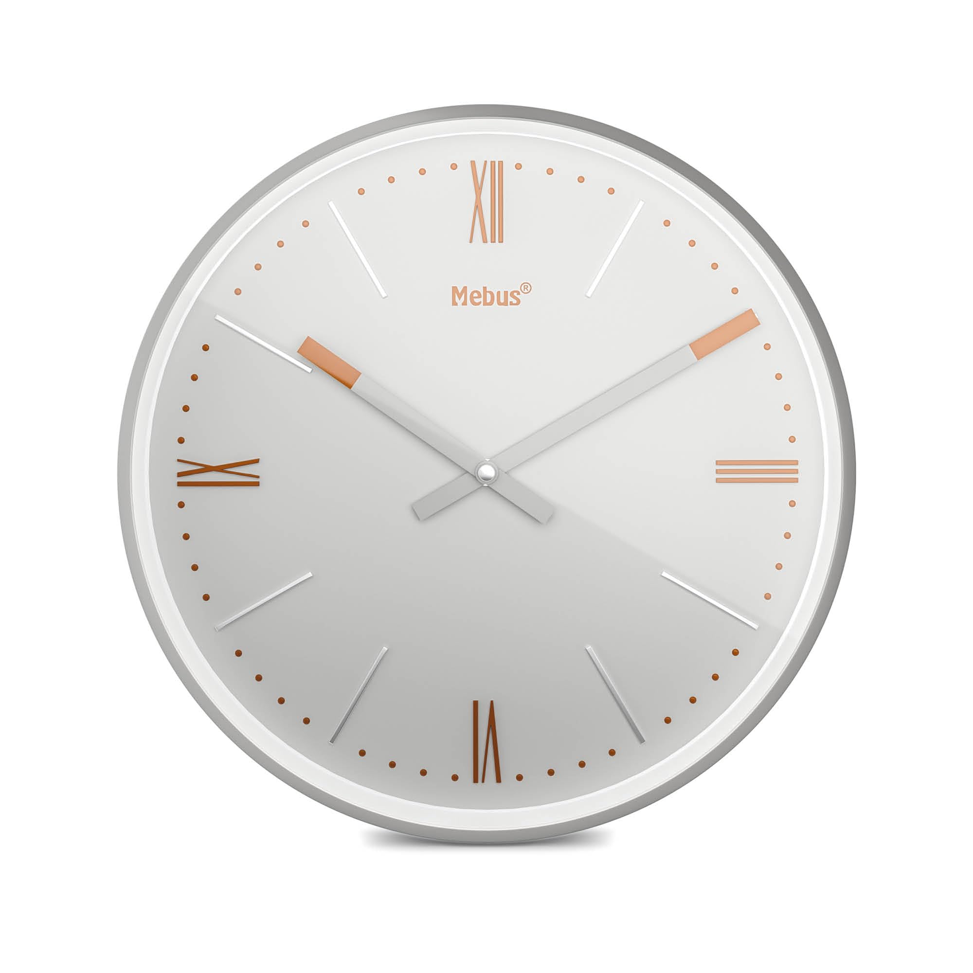 Mebus Wall Clock, Silver/Light Grey, 25 cm