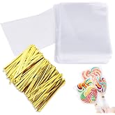 Augshy Cake Pop Bags,300Pcs Cellophane Treat Bag 3x5 Inches with Twist Ties | Clear 1.4mils Thickness,Resealable Packaging Individual OPP Plastic Bags for Lollipop Cake Candy Chocolate Cookie Wrapping B