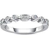AimiIee Moissanite Eternity Rings 1cttw D Color VVS1 Clarity Round Brilliant Cut S925 Sterling Silver Stackable Wedding Anniversary Bands for Women with Certificate
