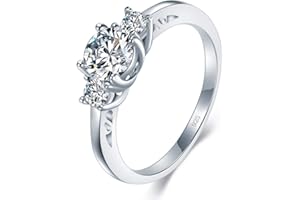 BORUO 925 Sterling Silver Ring, Cubic Zirconia CZ Eternity Engagement Wedding Band Ring
