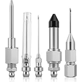 FSGZDG 5PCS Grease Gun Needle Tips Accessories Kit, 1 Grease Needle Dispenser, 1 Rubber Joint Fitting, 1 Detachable Grease Needle Tip, 2 Needle Nozzles Tips for Narrow Tight Confined Deep Spaces