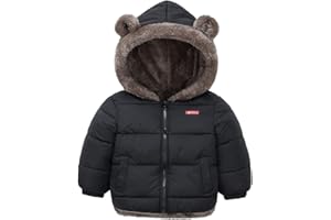 Happy Cherry Toddler Boys Girls Fleece Jackets Fuzzy Fur Winter Outwear with Bear Ear Hoodie