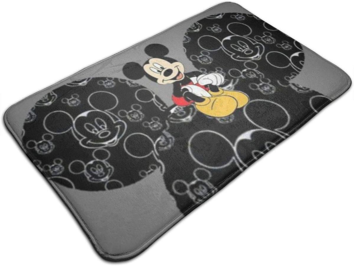 Duwamesva Bath Mat Cute Mickey Mouse Design, Non Slip Absorbs Soft Rug