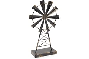 Farmlyn Creek Metal Windmill for Farmhouse Decor, Rustic Home Decorations (8 x 14 Inches) - Farm House Decorations for Home