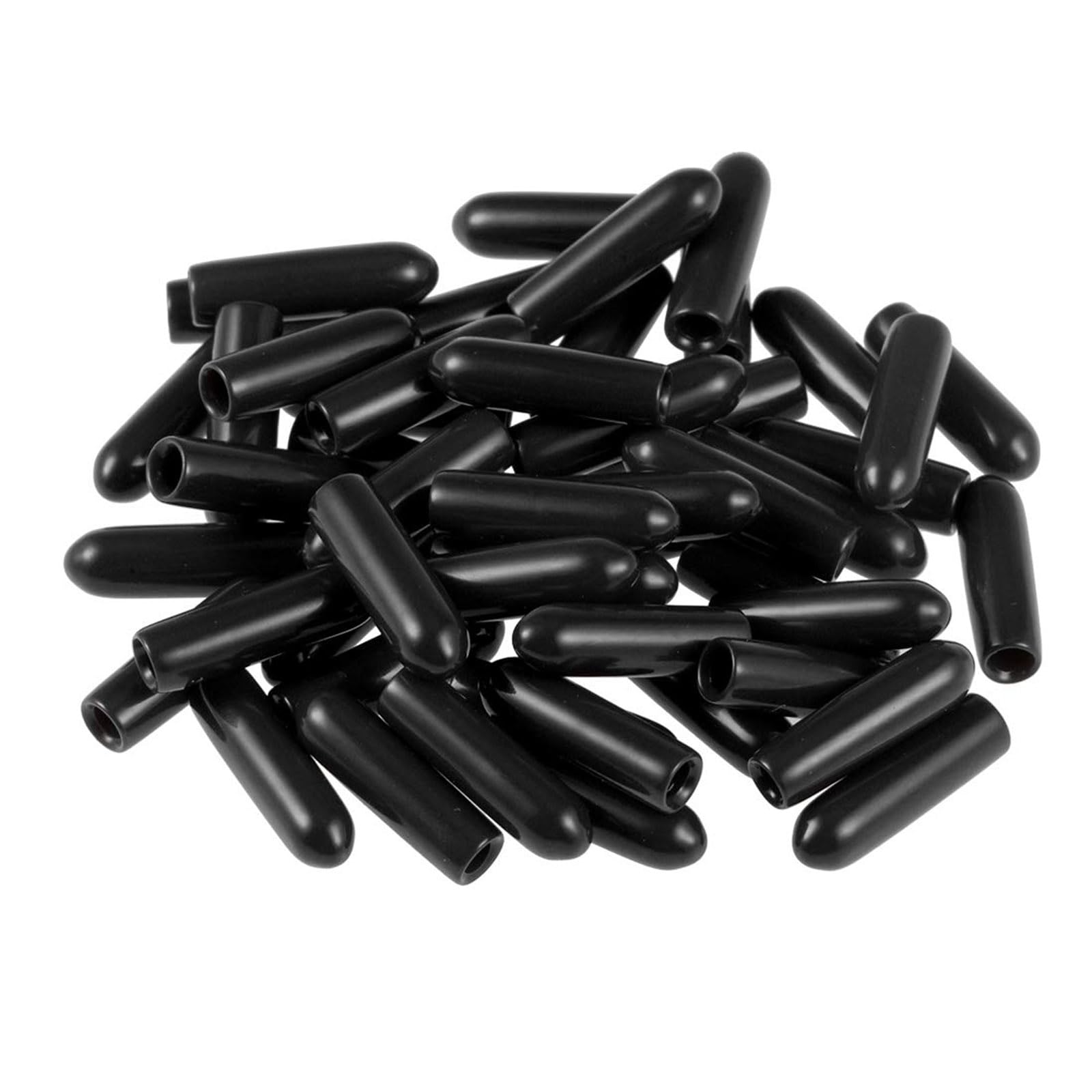 TA-VIGOR 50Pcs Rubber End Caps, 2.5mm ID Round Flexible Screw End Caps Thread Protectors, Black Vinyl Bolt Covers Rubber Covers for Screws, Tubes, Cables, Wires, etc — image 1
