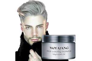 Mofajang Hair Wax Color Styling Cream Mud, Natural Hairstyle Color Pomade, Washable Temporary (Gray)