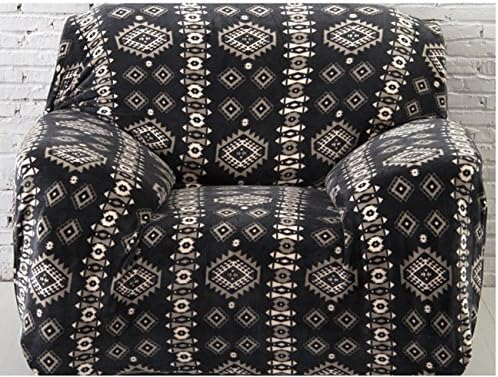 Universal Form Fit, Slip Resistant, Stylish Furniture Shield / Protector for Chair/ loveseat/ Sofa, Super Soft Plush Chair Slipcover, Bohimian Black