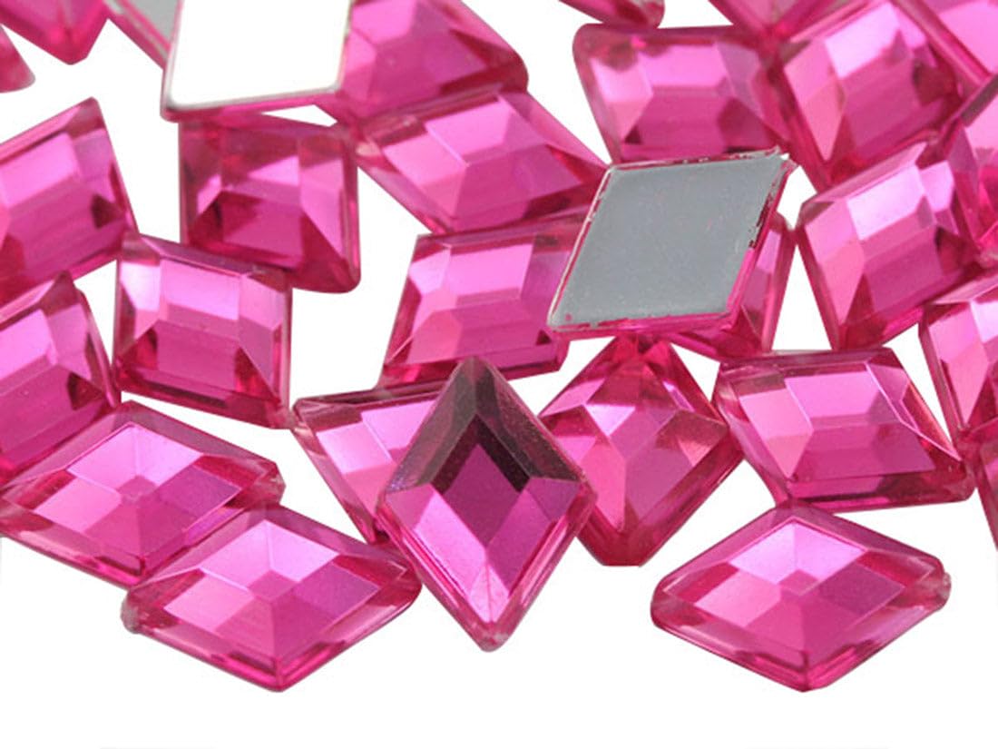 Allstarco 10x7mm Pink Hot .NAP01 Flat Back Diamond Acrylic Rhinestones Plastic Gems for Jewelry Making Costume Jewels Cosplay Embelishments - 100 Pieces โ image 1