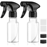 Hethyo Spray Bottles 4oz/120ml Plastic Small, Clear, 2 Pack | Mist/Stream Spraying, Heavy Duty, For Hair, For Cleaning Solutions, For Plants