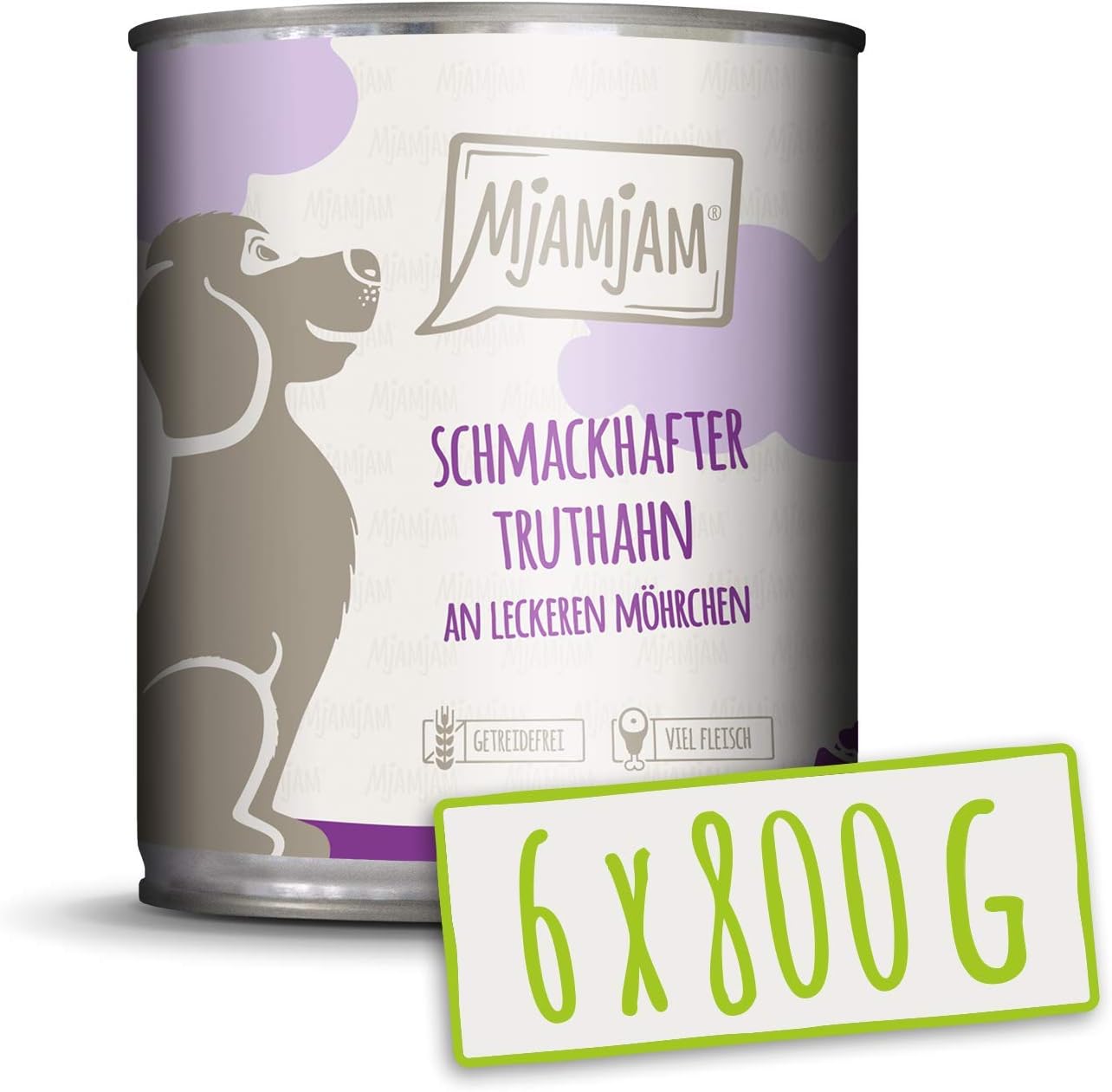 MjAMjAM Wet Dog Food, Delicious Turkey with Tasty Carrots, All Natural, 6 x 800g