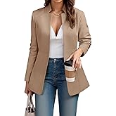Cicy Bell Womens Business Casual Blazer Long Sleeve Open Front Notch Stand Collar Blazer Work Office Jacket Suit
