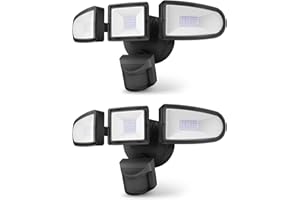 HGGH 2 Pack LED Security Lights Motion Sensor Light Outdoor Flood Light, 5700K, IP65 Waterproof, 3 Adjustable Heads Motion Detector Lights for House Outside Garage Yard Garden Porch Entryways