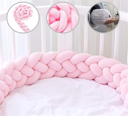 Icegrey Tour De Lit 4 Tissage Bebe Coussin Serpent Tresse Pare Choc Velours Protection Lit Bumper Pepiniere Pour Les Nouveau Nes Lit Chambre Decor Avec Sac A Linge Rose 1m Amazon Fr Bebes Puericulture
