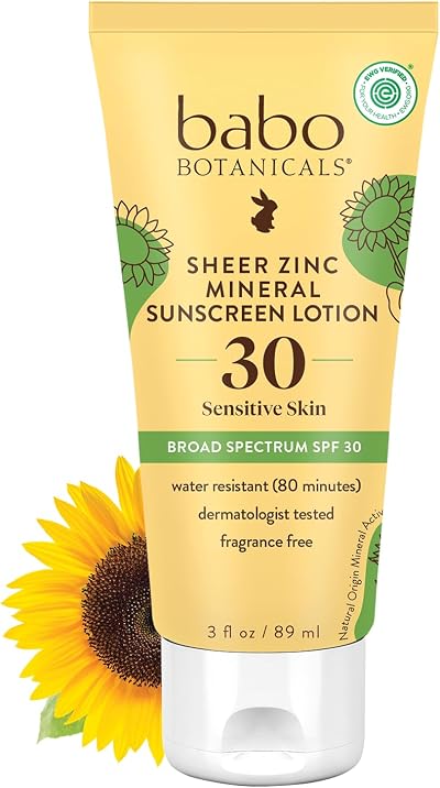 Babo Botanicals SPF 30 Clear Zinc Lotion Fragrance Free 3 oz Non Nano