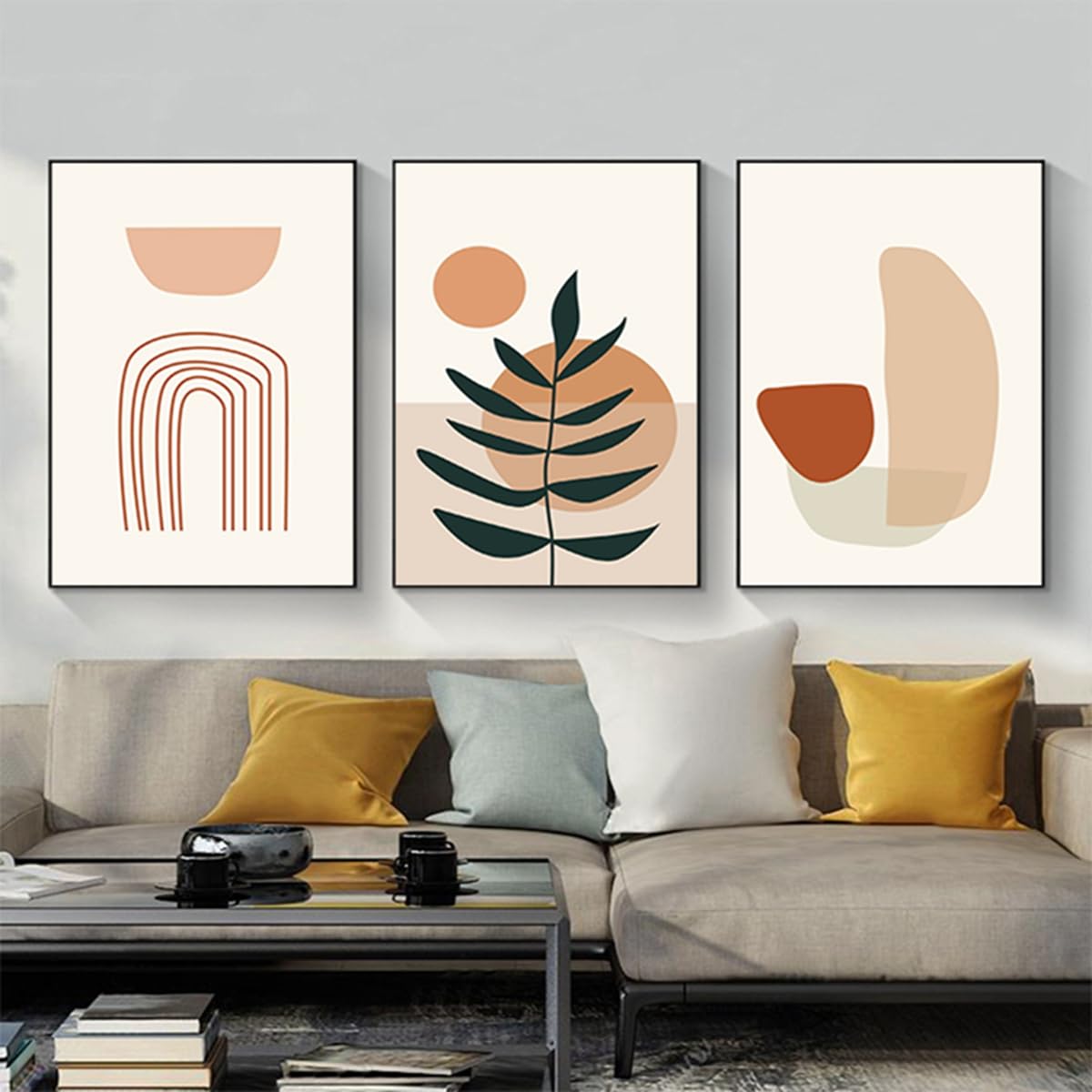 PYNVDD Set of 3 Posters Abstract Botanical Leaf Print Posters, Modern Abstract Bohemian Posters, Without Frame (Picture-01.60 x 90 cm x 3 Pieces)
