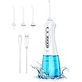 Water Flosser Cordless, Portable Teeth Cleaner with 3 Modes 4 Jets, 300ML Water Tank, IPX7 Waterproof, Powerful Cleaning, Rechargeable Dental Oral Irrigator for Travel Home Braces