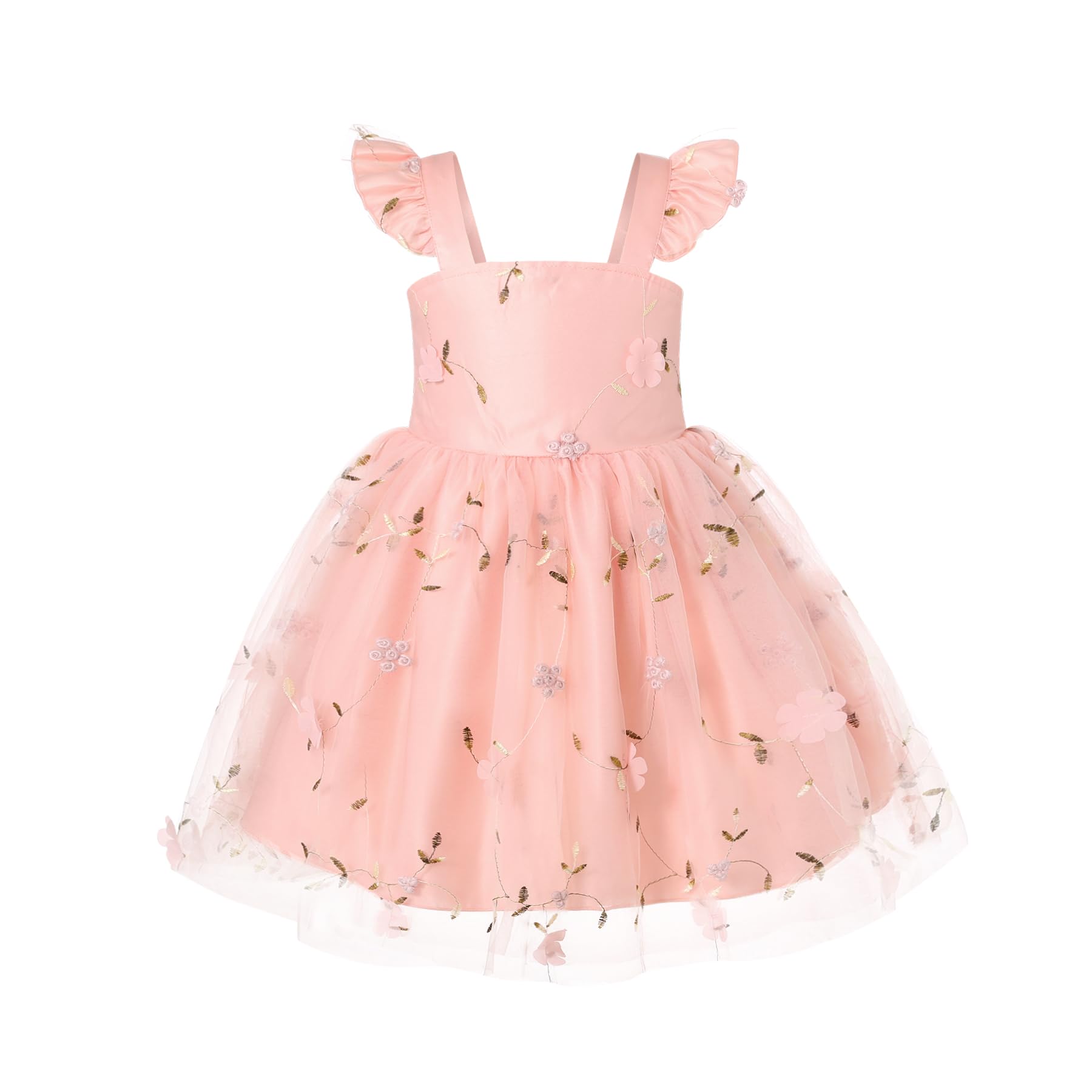 Photo 1 of YOUNGER TREE Toddler Girl Tutu Dress Tulle Summer Dresses Party Princess Sundress for 1-6Y(Fairy Pink Flowers,4-5T)