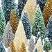 Topbuti 48 Pcs Mini Christmas Trees Bottle Brush Trees Sisal Snow Frost Trees Diorama Tree with Wood Base for Christmas Decoration Home DIY Décor Crafts Assorted Color