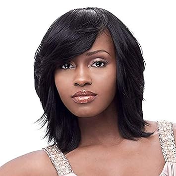 Amazon Com Black Short Straight Hair European And American Wig