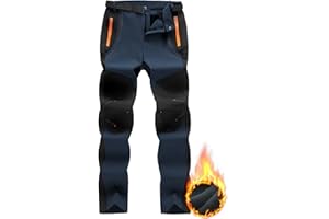 BondiTrekk Mens Snow Ski Pants Fleece Lined Hiking Pants Water Resistant Winter Cargo Pants for Camping Fishing Outdoor
