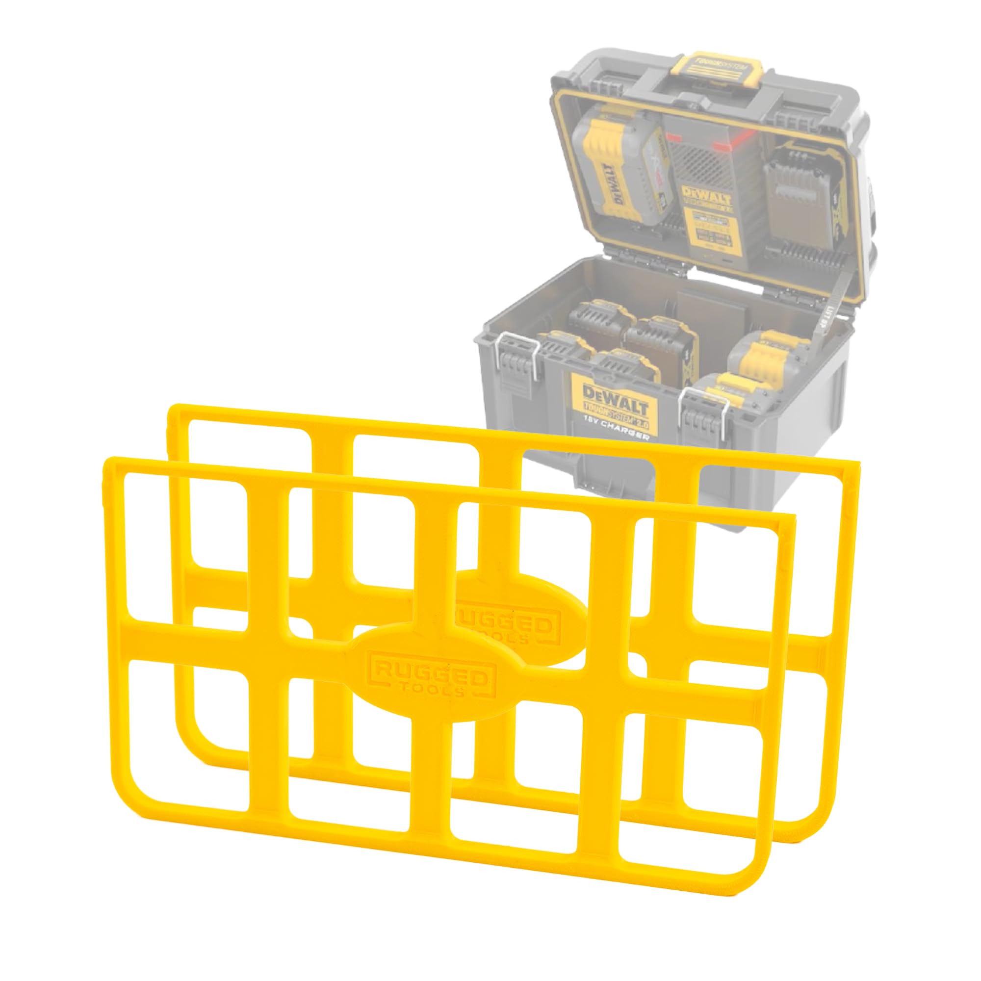 RUGGED TOOLS Case Dividers compatible with Dewalt ToughSystem 2.0 Dual Port Charger Box (DWST83470) - Yellow, Pack of 2