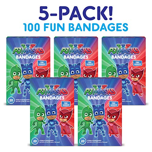 PJ Masks Kids Bandages, 100 ct | Adhesive Antibacterial Bandages for Minor Cuts, Scrapes, Burns. Gre - //coolthings.us