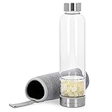 Navaris Crystal Water Bottle - 14oz Glass Gemstone