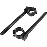 Motoforti Aluminum 50mm Clipon Handlebar Replacement Fit for Fork Diameter 50mm Universal Cafe Racer Tilt Angle 8&deg; 7/8" BarsBlack