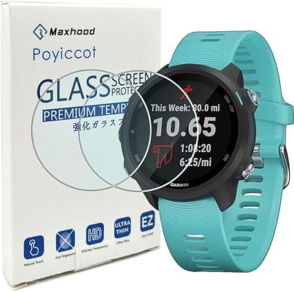 Poyiccot for Garmin Forerunner 245/245 Music Tempered Glass Screen Protector, (2pack) Ultra-Thin 9H Hardness Scratch Resistant Screen Protector Film ...