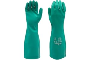 Showa 737 Unlined Chemical Resistant Nitrile Safety Glove, 22 Mil Thick, 15" Length, Large (Pack of 12 Pairs)