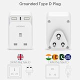 Aodeng UK to US Travel Adapter 2 Pack 6-in-1 2 USB Ports Type C Shaver view 5