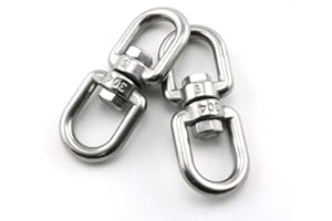 Lind Kitchen 2pcs M6 Double Ended Swivel Eye to Eye Shackle Ring Connector 304 Stainless Steel