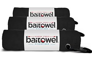 BAITOWEL Bait Towel 3 Pack Fishing Towels with Clip, Plush Microfiber nap Fabric, 16x16, The Original Bait Towel Value 3 Pack