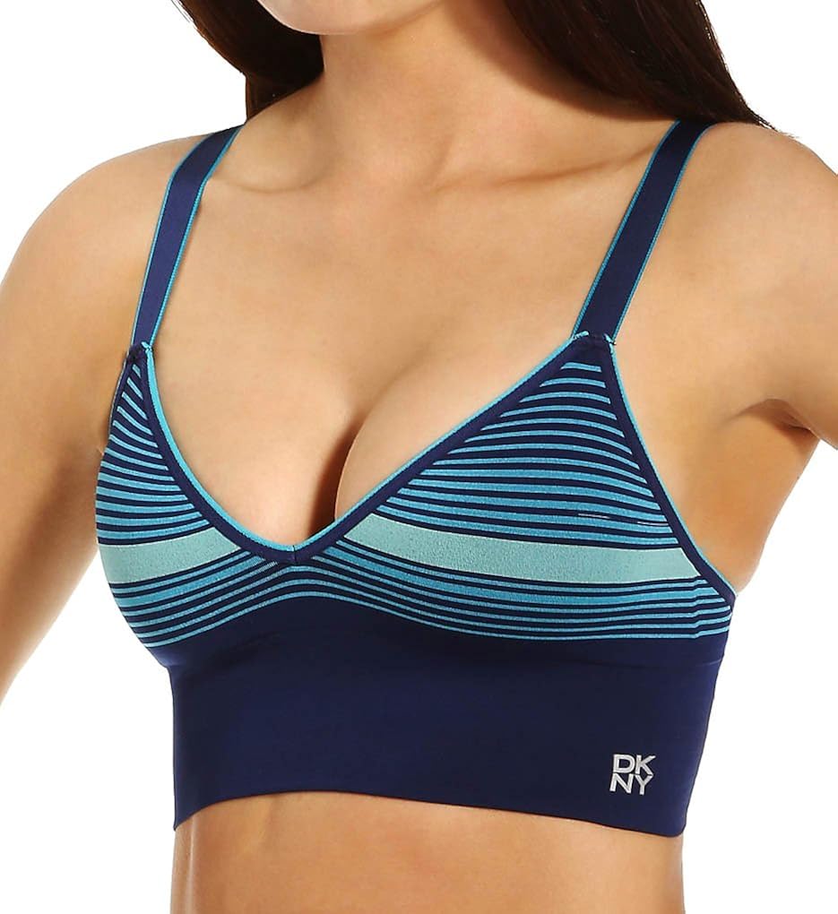 DKNY Intimates Women's Fusion Sport SMLS Racerback Bralette Stripe Love