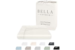 BC BELLA COTERIE Bella Coterie Luxury Bamboo Viscose King Size Fitted Sheet | 100% Organically Grown | Ultra Soft | Cooling for Hot Sleepers | 18" Deep Pocket [Ivory]