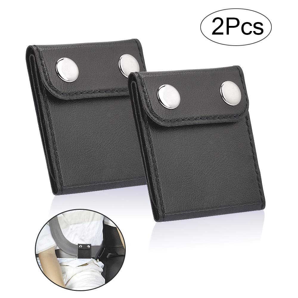 Sunstudious Seatbelt Adjuster, Seat Belt Adjuster for Adults Kids PU Leather Auto Shoulder Neck Protector Strap Positioner Locking Clip Safety Covers