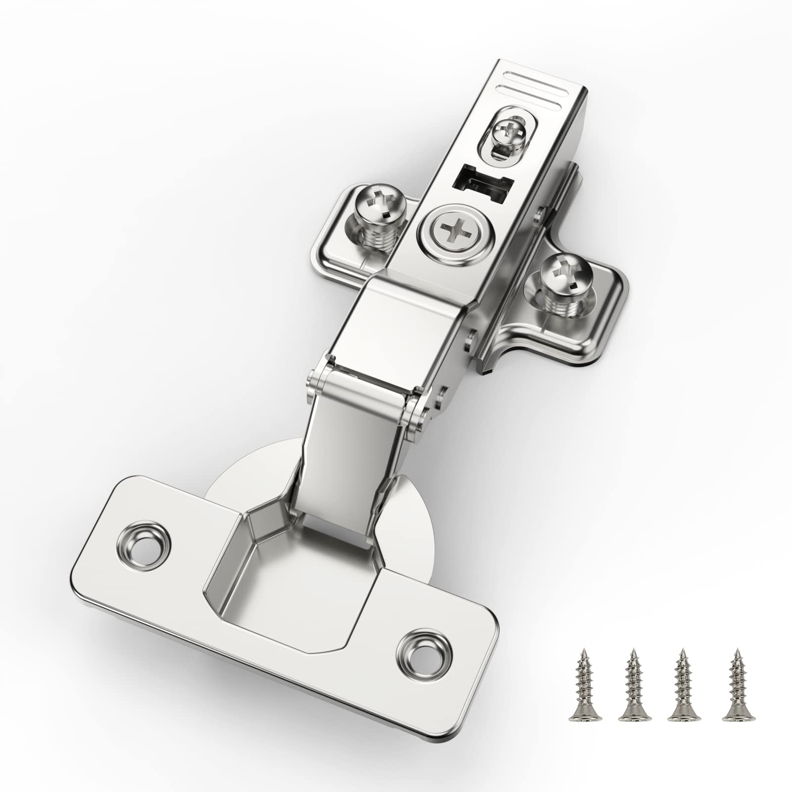 Furniware 2 Pieces Half Strike External Cabinet Hinges, 35mm x 11.5mm, Silver, Soft Close, Kitchen Cabinet Hinge