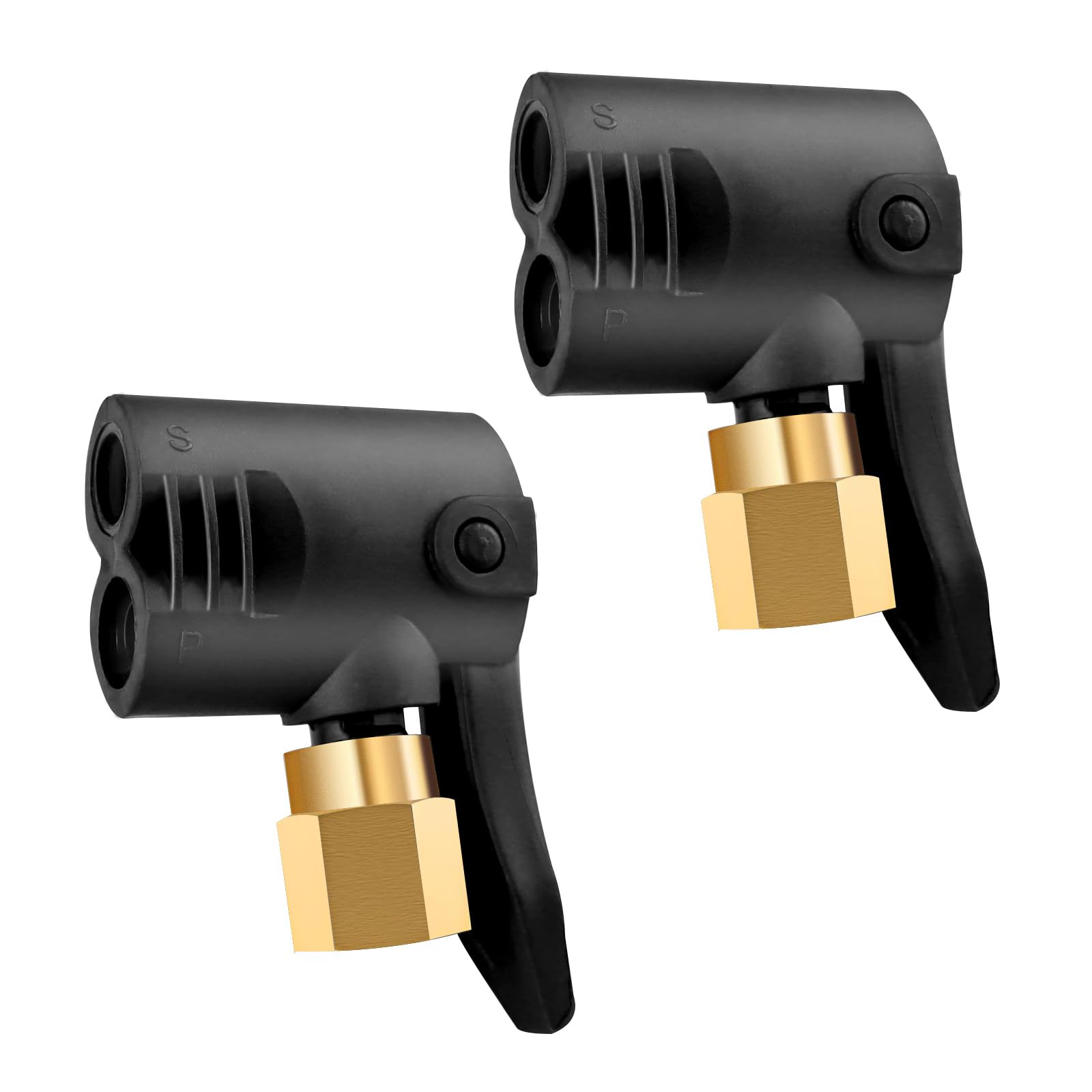 Photo 1 of GODESON Locking Dual Head Air Chuck for Presta & Schrader Valve, 1/4" NPT Tire Inflator Nozzle for Bike & Car, Lock On Presta Valve Chuck for Compressor-Open Flow(Pack of 2)