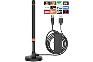 DOCUTCA TV Antenna-TV Antenna Indoor, Smart TV Antenna 600+ Miles Coverage Range, HD TV Antenna for Local Channels, Support 4K 1080P & Signal Amplifier, 18ft High Performance Coax Cable, Support All TV.
