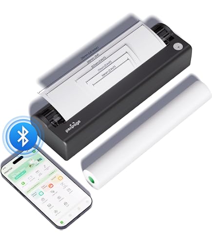 Papier Thermique 57x25 Mm Inclus Imprimante Photo Portable Bisofice - Bluetooth, 203 DPI, Papier Thermique 57x25mm, Compatible IOS/Android Imprimante Thermique Portable